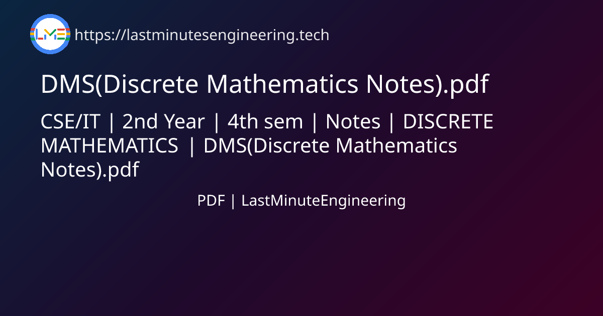 Dms discrete mathematics notes pdf pdf lastminuteengineering